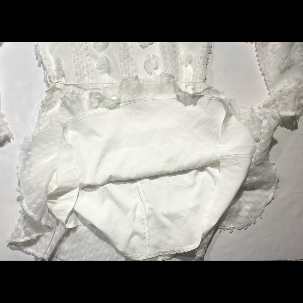 Indikah By Angel Biba White Fairy/Cottage Core Ruffle Chiffon Dress NWT Size M - Picture 11 of 15